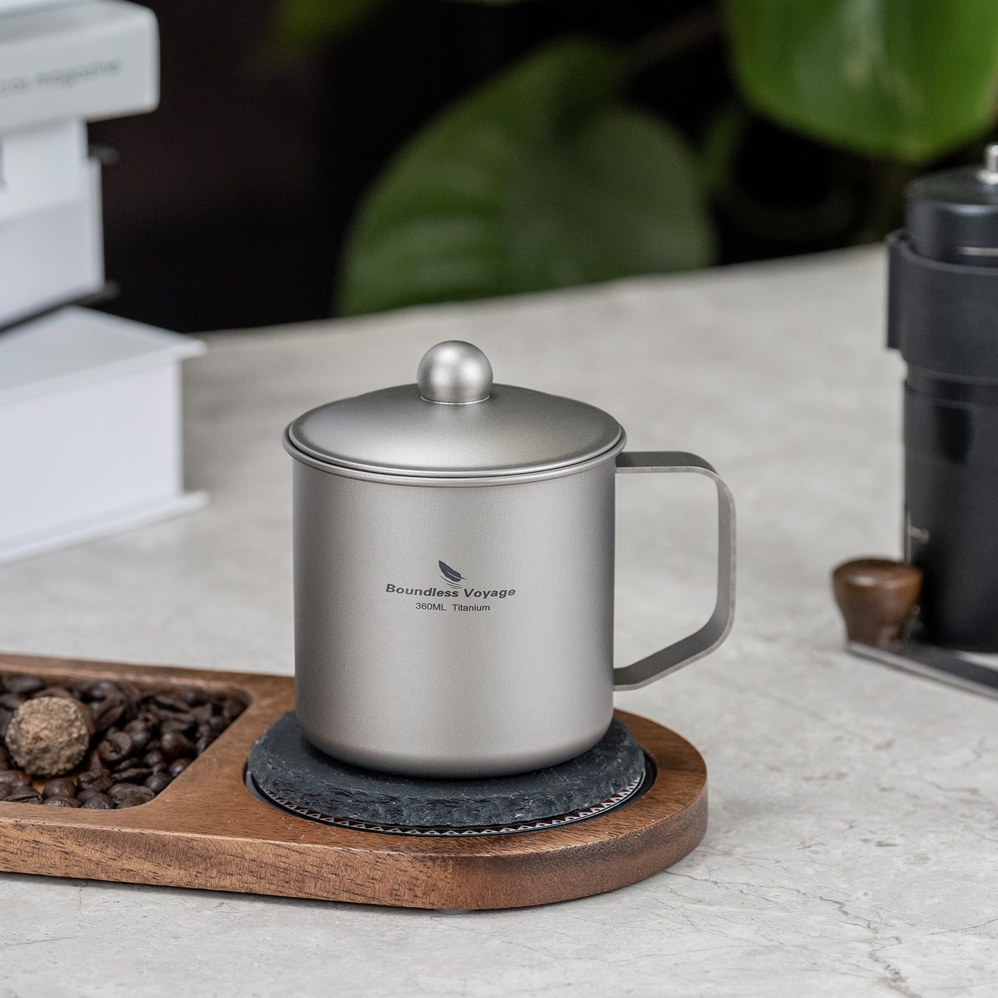 Boundless Voyage Titanium Camping Mug Cup with Lid Ultra-light Portable Hiking Backpacking