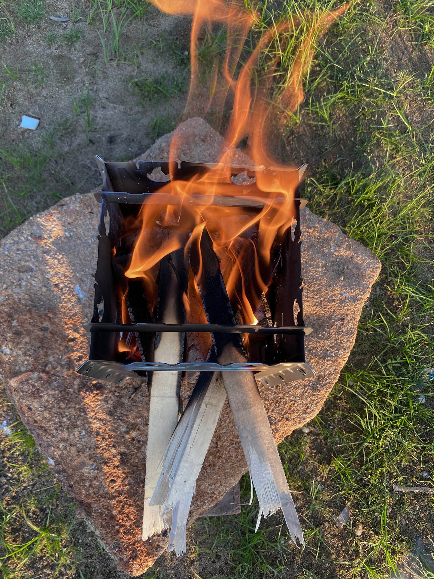 Boundless Voyage Outdoor Camping Titanium Removable Wood Stove With Pot Holder Portable Ultralight Thickened Charcoal Burner