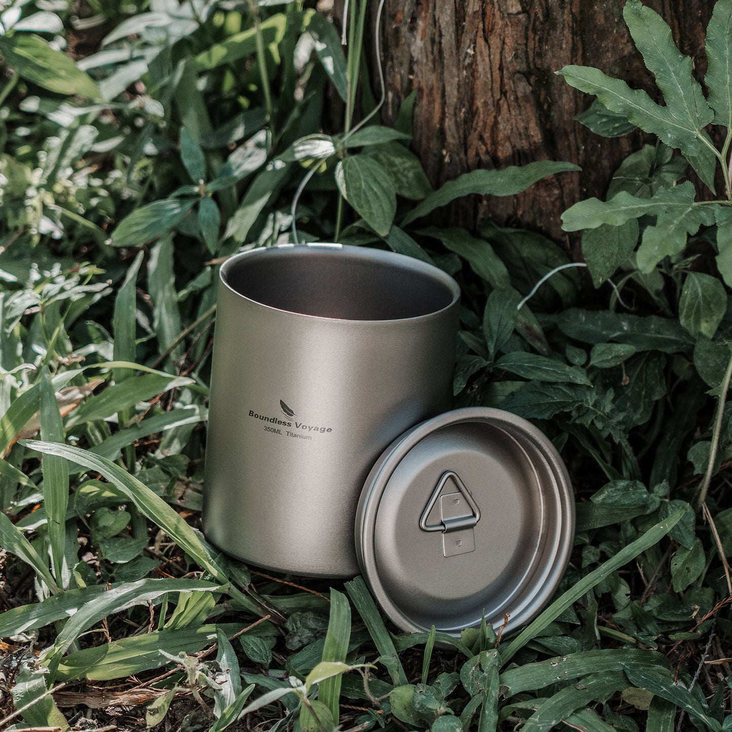 Boundless Voyage Double Walled Titanium Cup with Lid Outdoor Indoor Anti-scalding Mug Tableware 350ml