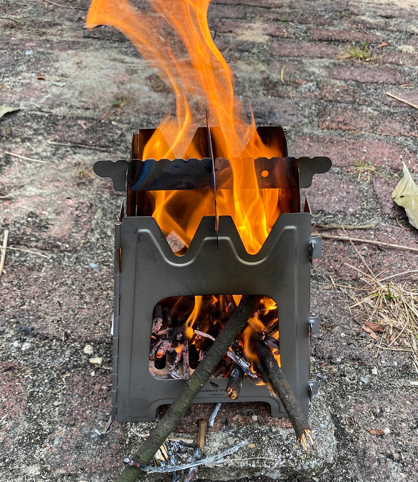 Boundless Voyage Outdoor Titanium Folding Wood Stove With Pot Bracket Camping Charcoal Burner Furnace