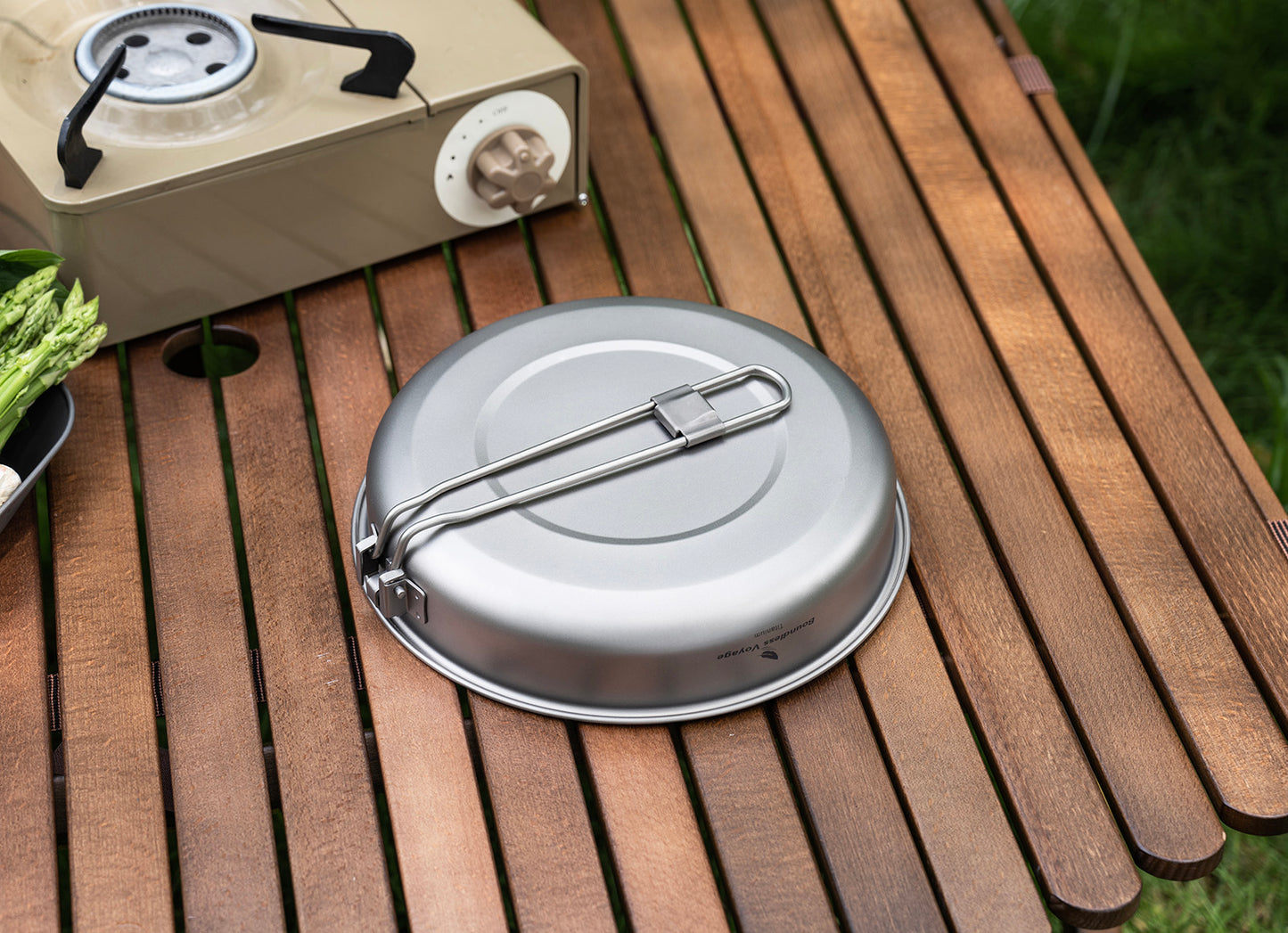 Boundless Voyage Titanium Non-stick Frying Pan Outdoor Camping Skillet with Folding Handle Lightweight Cookware