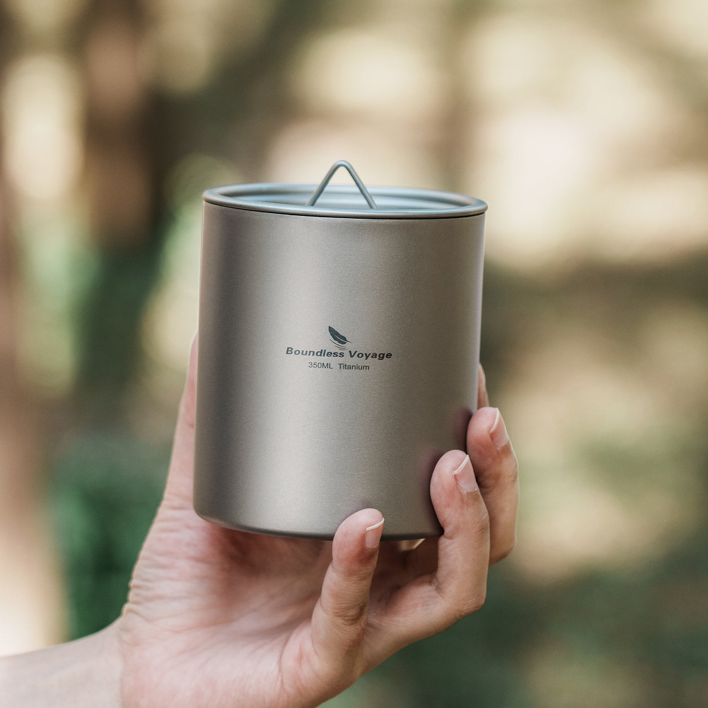 Boundless Voyage Double Walled Titanium Cup with Lid Outdoor Indoor Anti-scalding Mug Tableware 350ml