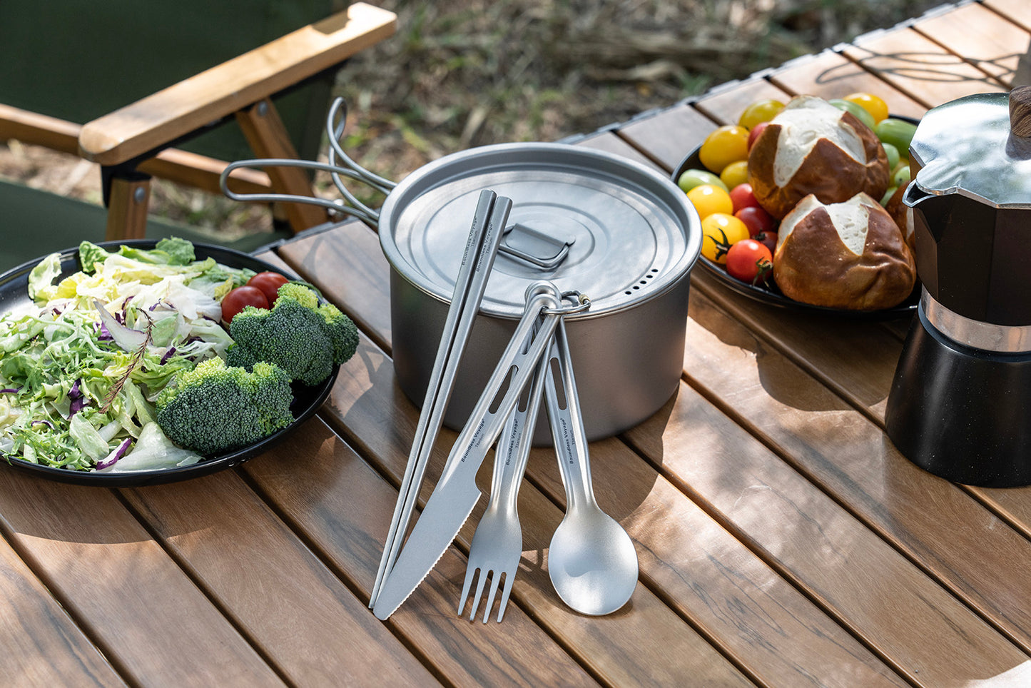 Boundless Voyage Titanium Knife Spoon Fork Chopsticks Set Outdoor Camping Ultralight Cutlery for Soup Meal Portable Tableware