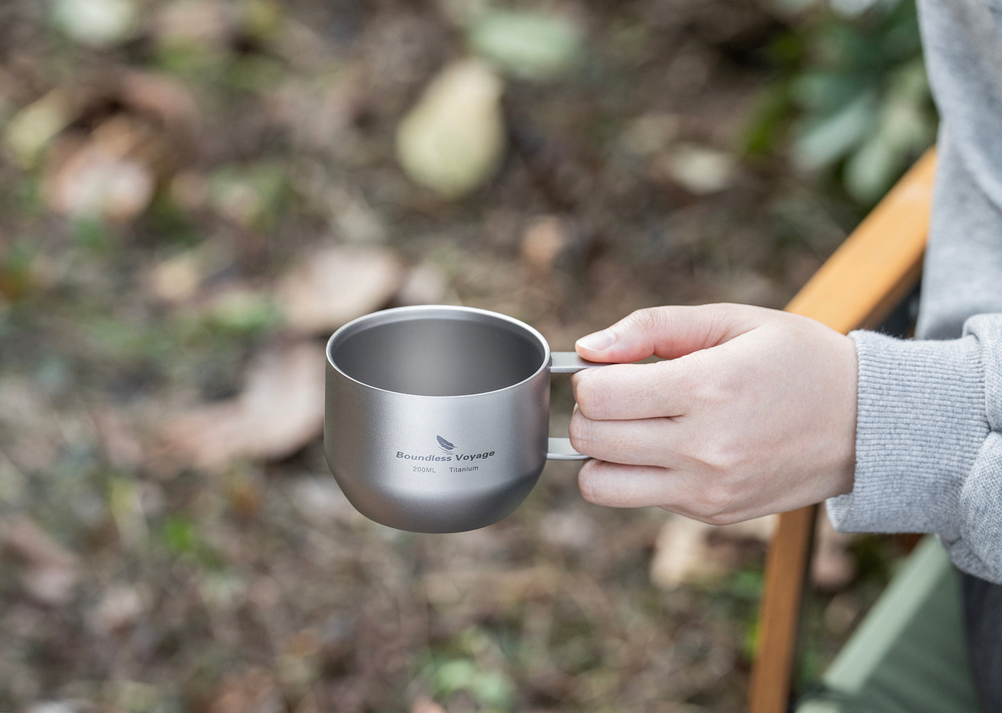 iBasingo 200ml Titanium Double Wall Mug Metal Coffee Tea Cup Mini Espresso Cup Outdoor Camping Travel Ultralight Durable Portable Drinkware