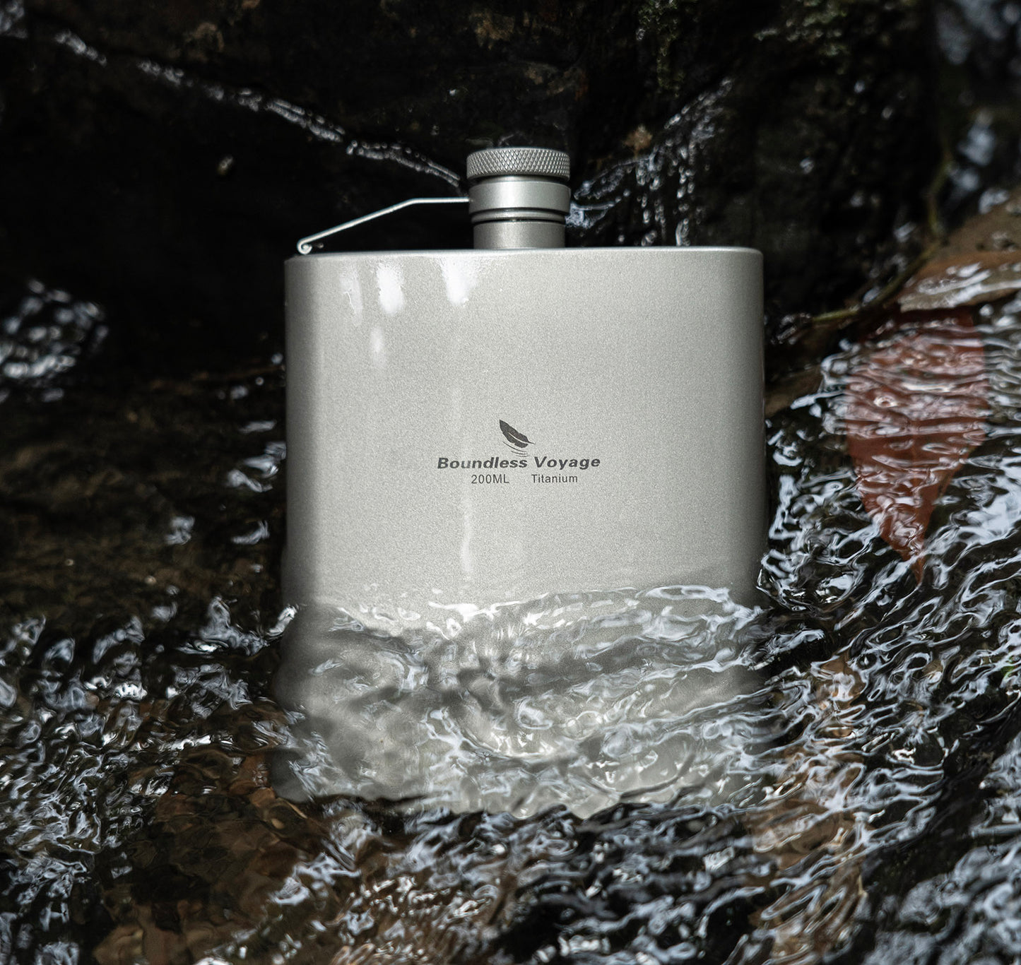 Boundless Voyage Titanium Flask with Cup 200ml Ultralight Pocket Hip Flask for Outdoor Camping Hiking