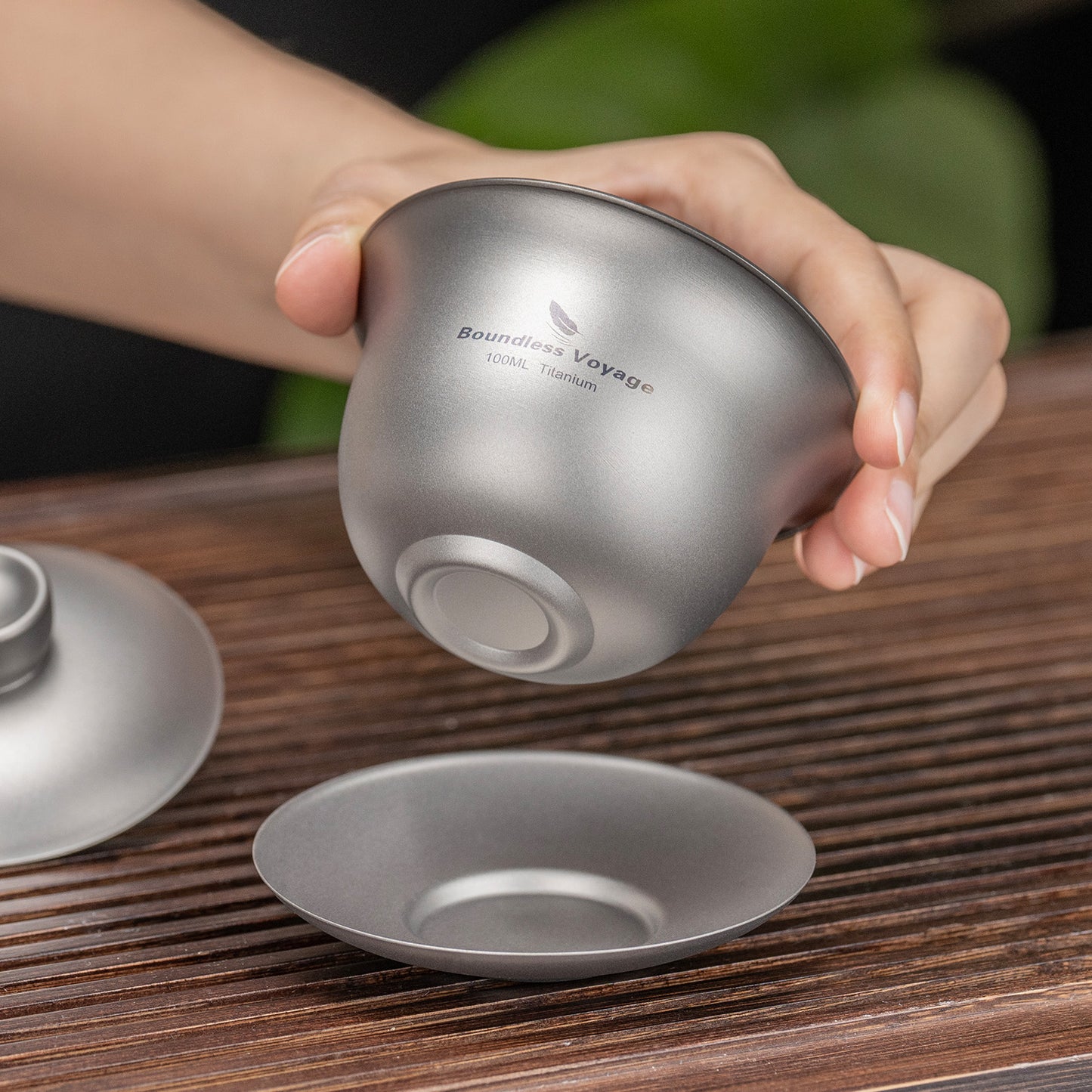 Boundless Voyage Titanium Double-Walled Teapot Chinese Traditional Three-talent Covered Bowl Triad Lid Bowl Kung Fu Gaiwan Anti-Scalding Tea Bowl Tea Set