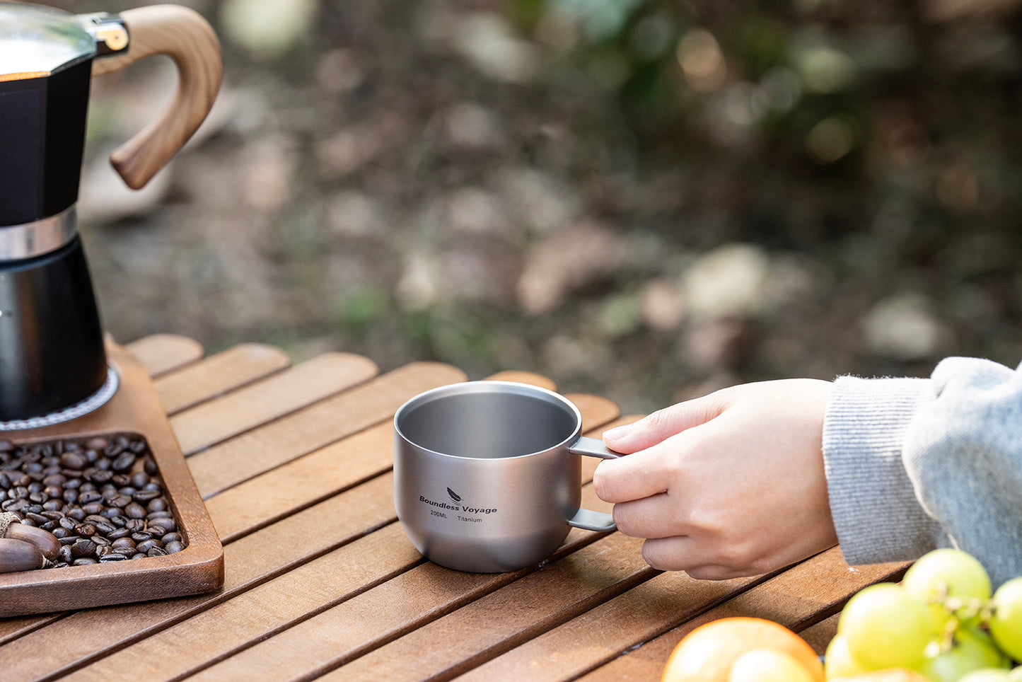 iBasingo 200ml Titanium Double Wall Mug Metal Coffee Tea Cup Mini Espresso Cup Outdoor Camping Travel Ultralight Durable Portable Drinkware