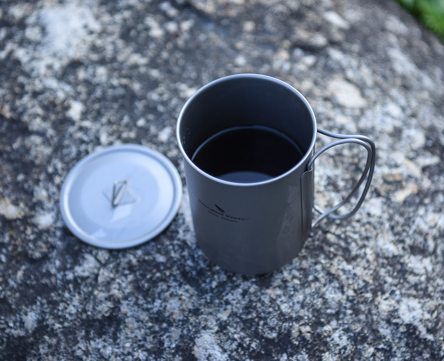 Boundless Voyage Titanium Cup with Flat Lid Lightweight Portable Tea Coffee Wine Dinnerware for Backpacking Hiking Camping Picnic