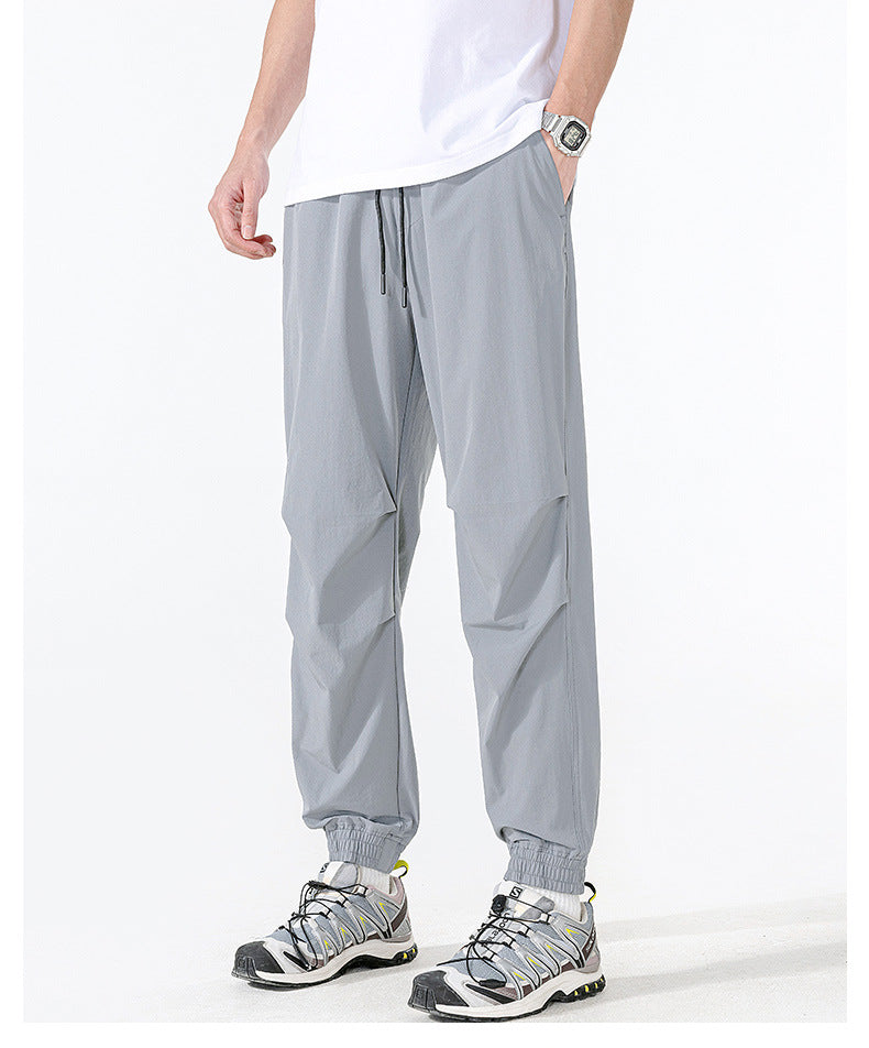 Unisex Summer Quick-Dry Joggers – Loose Fit, Long Pants for Outdoor Hiking & Casual Wear, Drawstring Cuffed Ankles