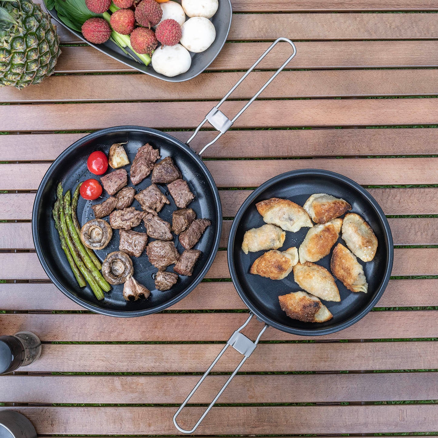 Boundless Voyage Titanium Non-stick Frying Pan Outdoor Camping Skillet with Folding Handle Lightweight Cookware