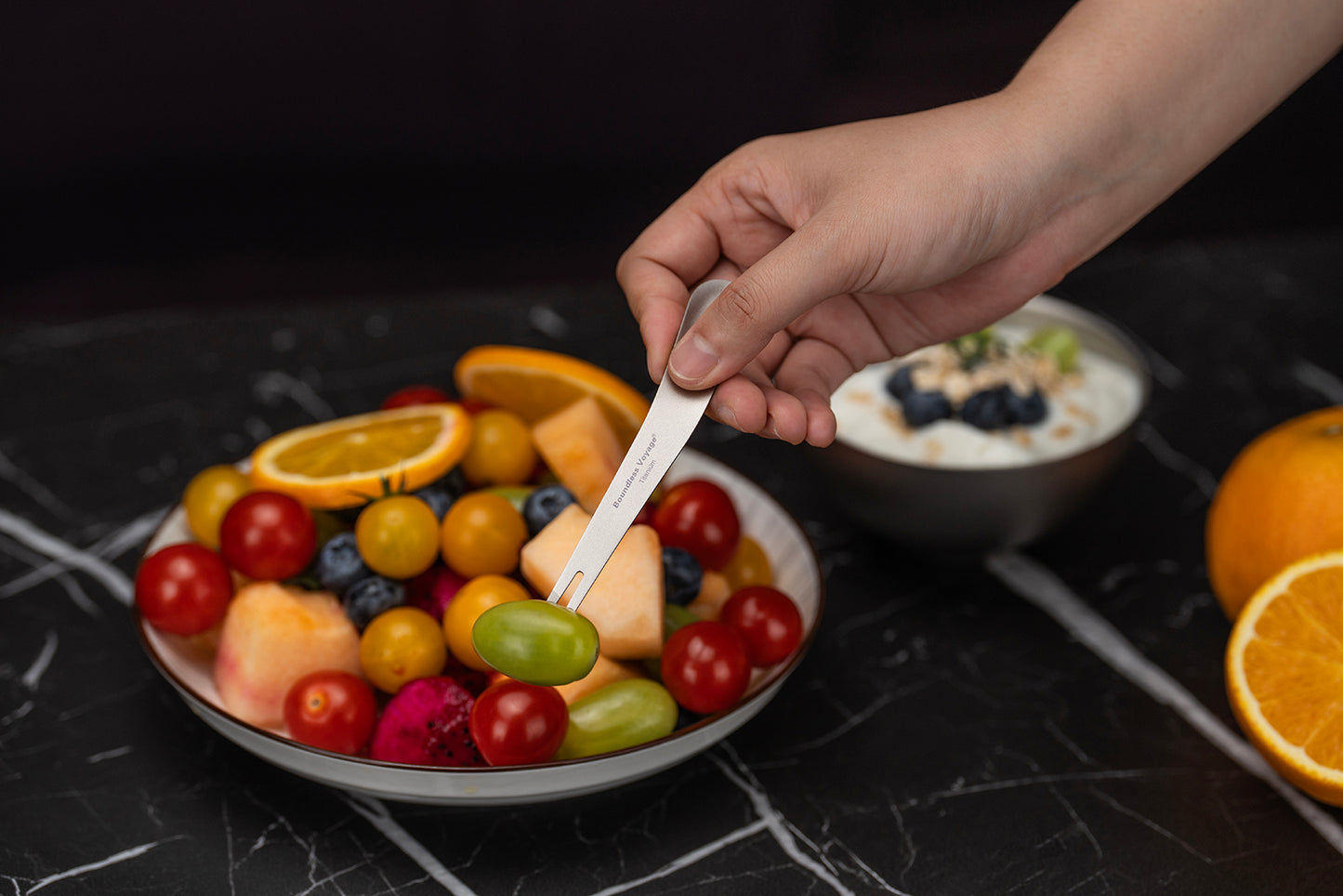 Boundless Voyage Titanium Dual-Use Fork Spoon Set – 5pcs Ultralight (5.6g Each), Camping Cutlery with Drawstring Bag for Fruit, Coffee, Ice Cream & Outdoor Travel