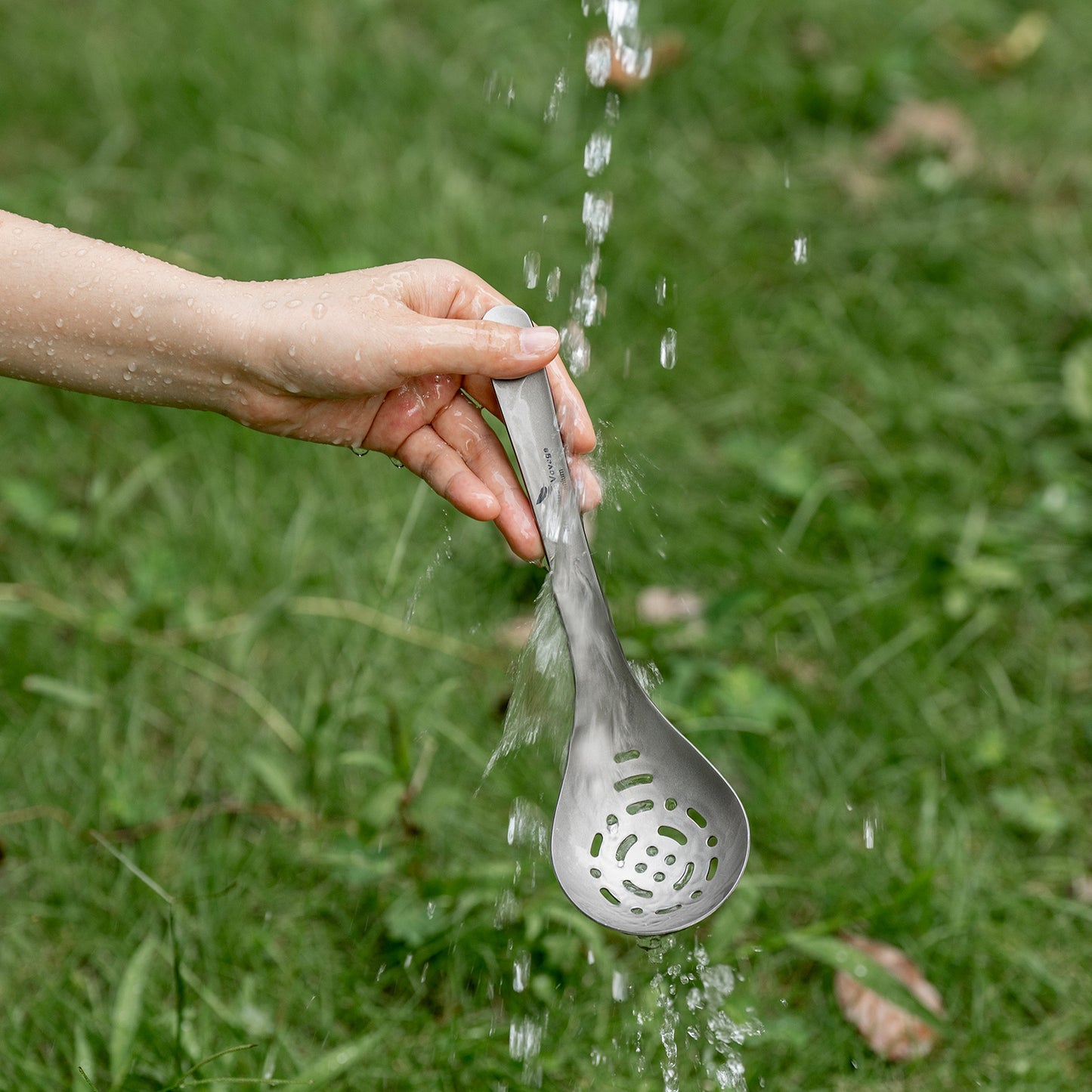 Boundless Voyage Pure titanium soup colander skimmer colander ultralight long handle portable tableware cooking fried food filter kitchen tools