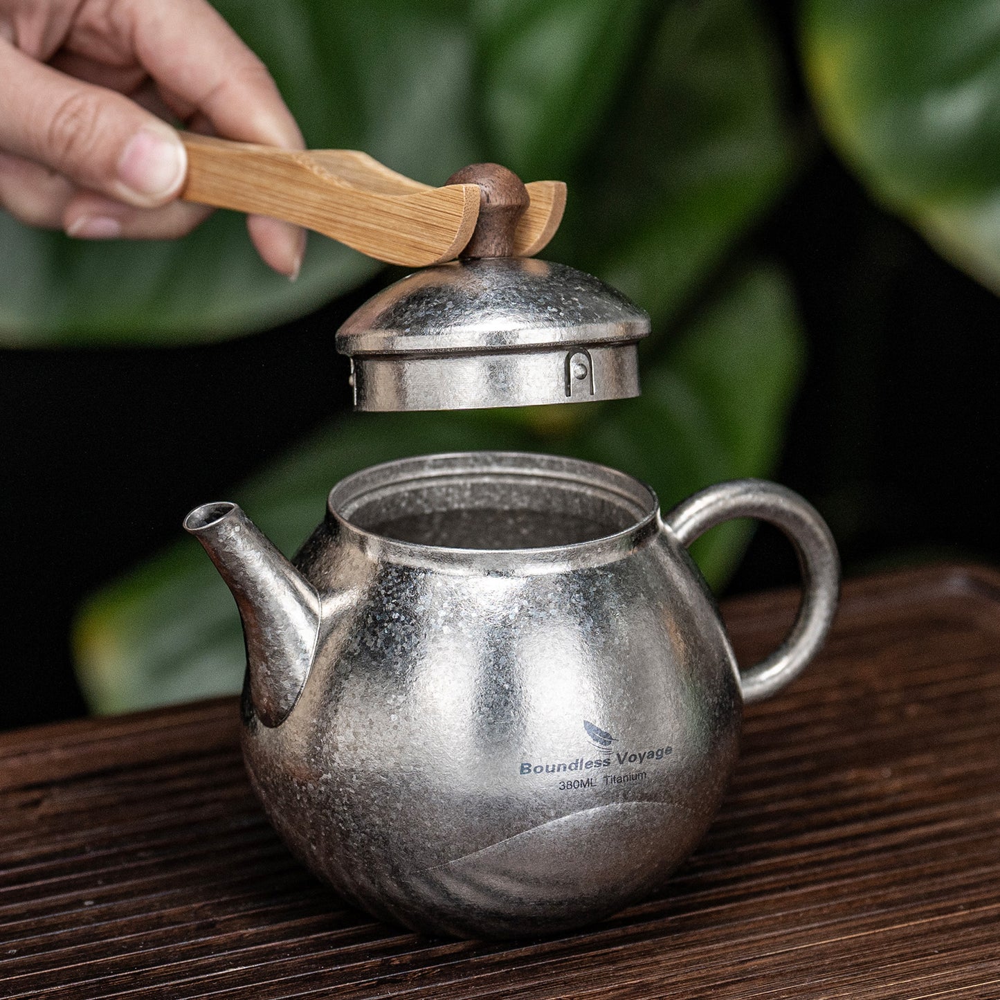 Boundless Voyage Titanium Kungfu Teapot with Lid and Handle Camping Coffee & Tea Pot for Outdoor Backpacking Hiking Teapot 380ml