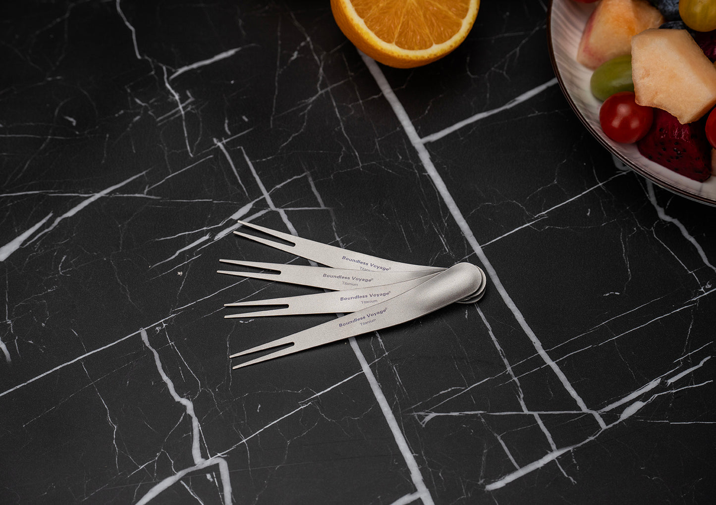 Boundless Voyage Titanium Dual-Use Fork Spoon Set – 5pcs Ultralight (5.6g Each), Camping Cutlery with Drawstring Bag for Fruit, Coffee, Ice Cream & Outdoor Travel