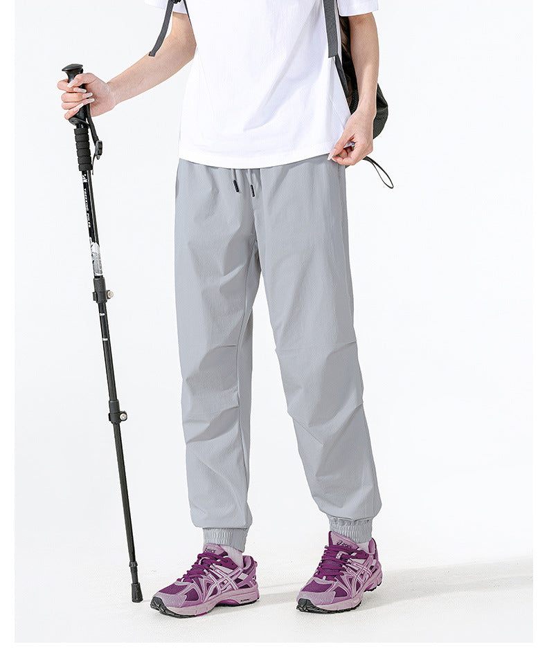 Unisex Summer Quick-Dry Joggers – Loose Fit, Long Pants for Outdoor Hiking & Casual Wear, Drawstring Cuffed Ankles