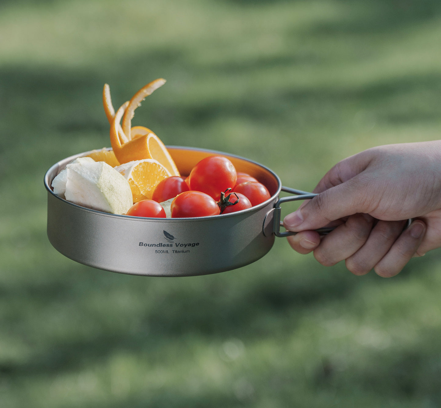 Boundless Voyage Titanium Pot Pan Set with Collapsible Folding Handle Ultralight Tableware Outdoor Dinnerware Set 3pcs