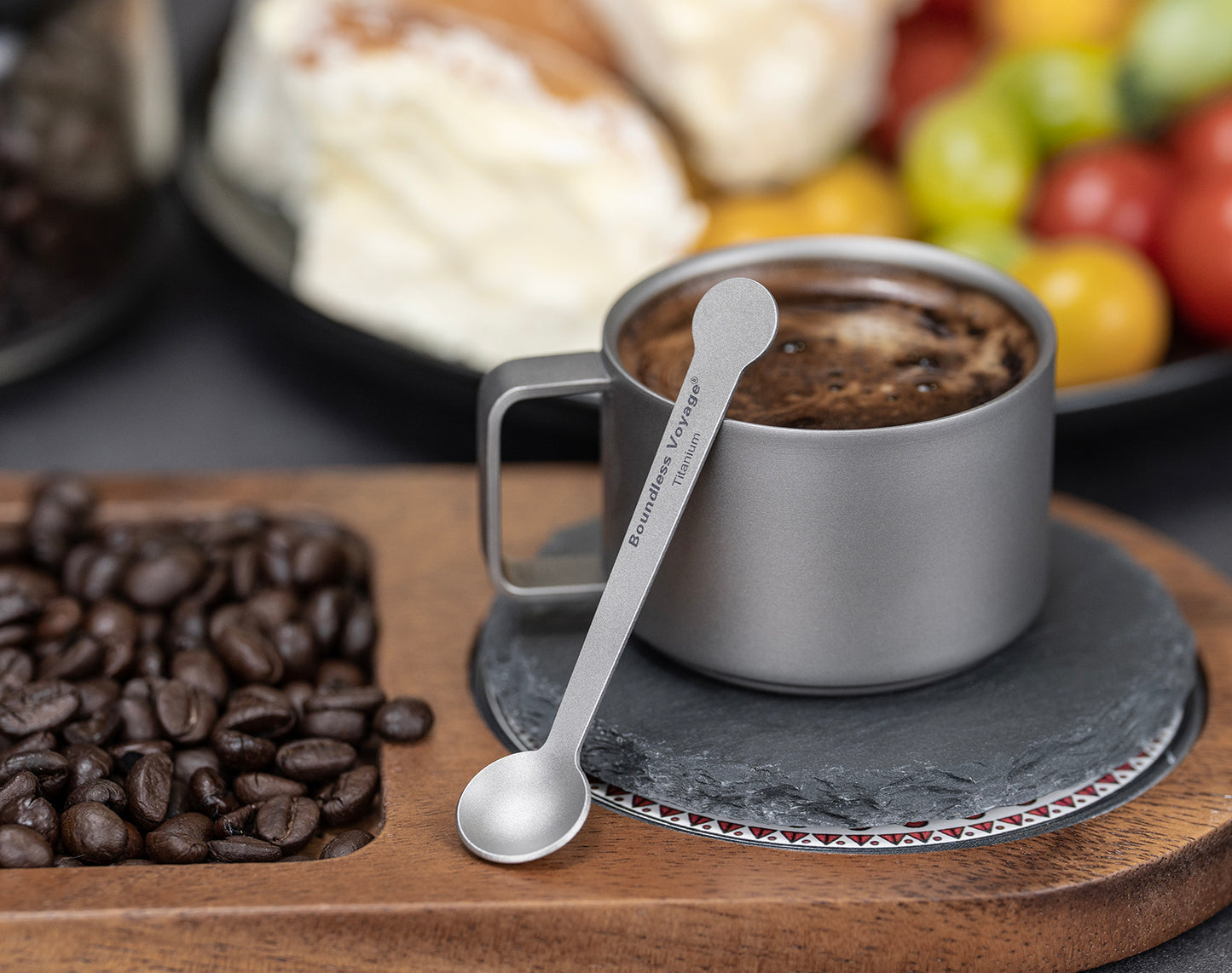 Boundless Voyage TA1 Titanium Mini Coffee Spoon – Ultralight Small Spoon for Dessert, Tea, Sugar & Jam | Perfect for Parties & Travel