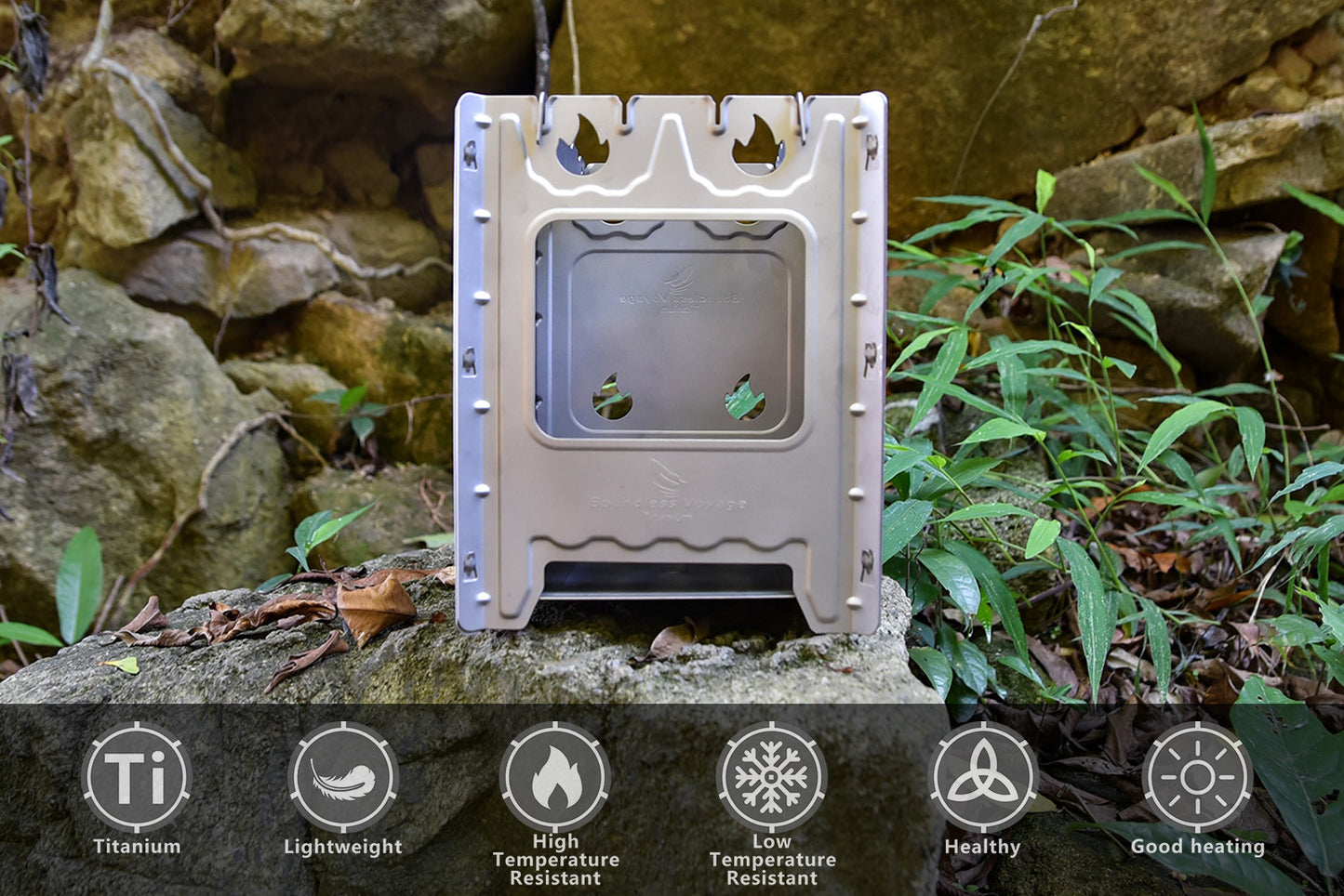 Boundless Voyage Outdoor Camping Titanium Removable Wood Stove With Pot Holder Portable Ultralight Thickened Charcoal Burner