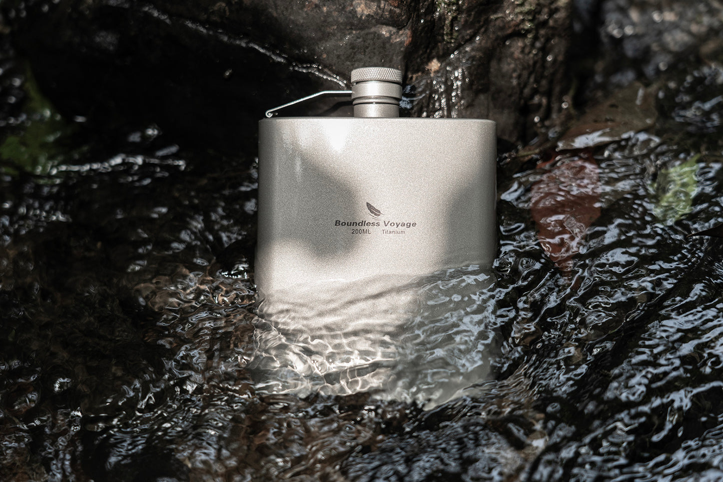 Boundless Voyage Titanium Flask with Cup 200ml Ultralight Pocket Hip Flask for Outdoor Camping Hiking