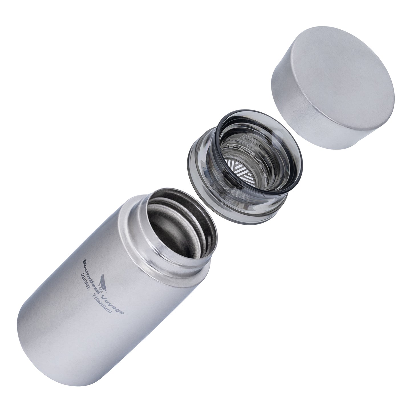 Boundless Voyage 280ml Titanium Vacuum Flask Small Insulated Bottle Portable Car Travel Coffee Tea Cup Keeps Hot or Cold Mini Sports Water Bottle for Chlid Girls Ti3014D
