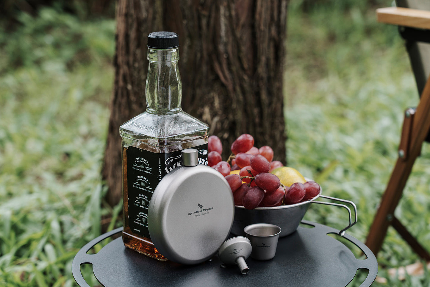 Boundless Voyage Camping Titanium Hip Flask Portable Round Wine Bottle With Funnel Whiskey Alcohol Drink ware Accessories