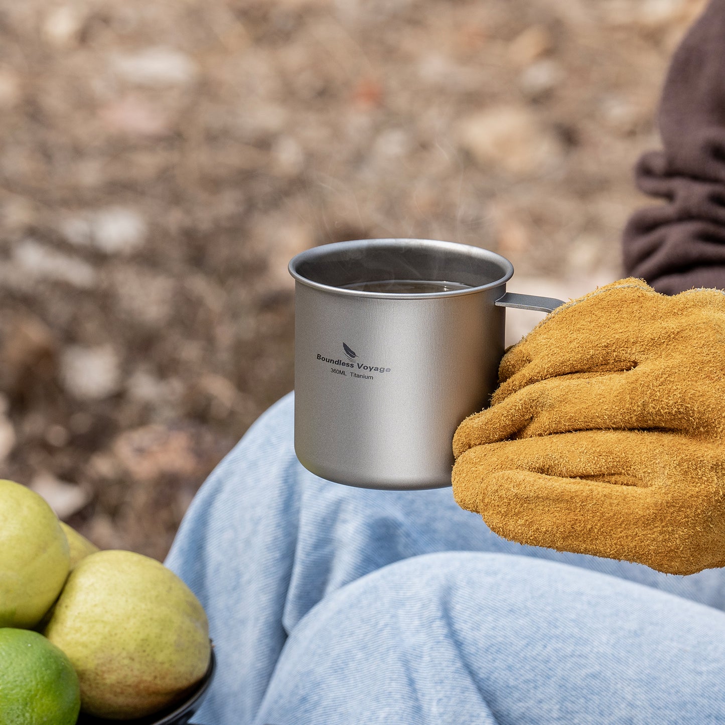 Boundless Voyage Titanium Camping Mug Cup with Lid Ultra-light Portable Hiking Backpacking