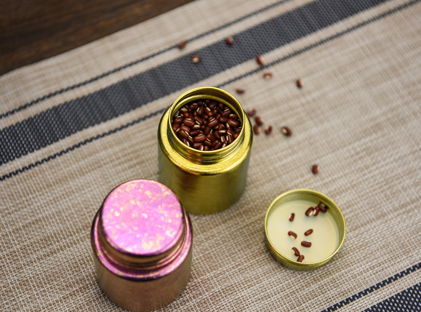 Boundless Voage Titanium Tea Canister Mini Tea Canister Ultralight Portable Tin Can Tea Coffee Spice Canister Colored Ice Flower Craft Tin Storage Container