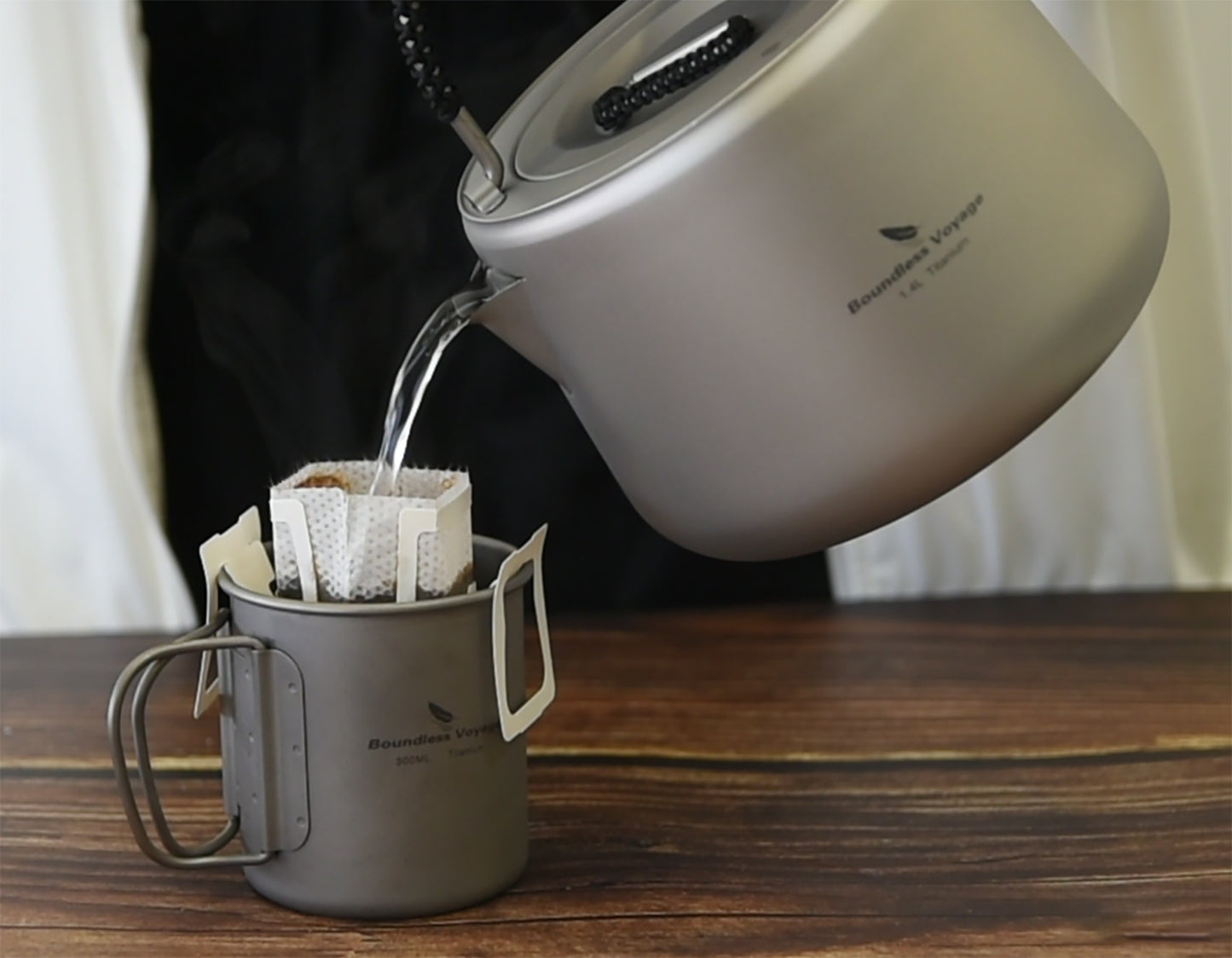 Boundless Voyage 1.4L Ultralight Titanium Kettle with Filter | Anti-Scald Handle & Lid | Perfect for Camping, Hiking, Tea & Coffee