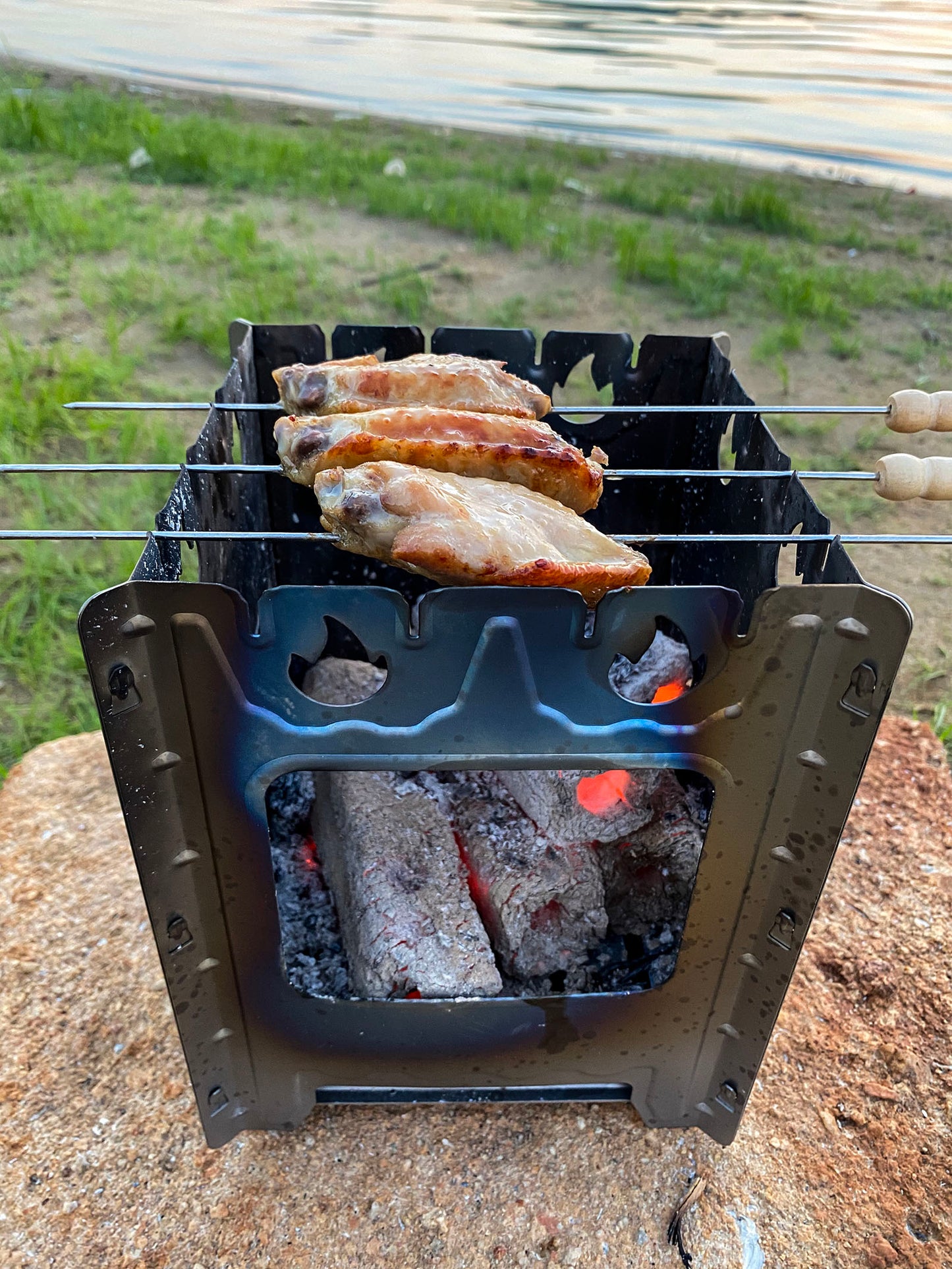 Boundless Voyage Outdoor Camping Titanium Removable Wood Stove With Pot Holder Portable Ultralight Thickened Charcoal Burner
