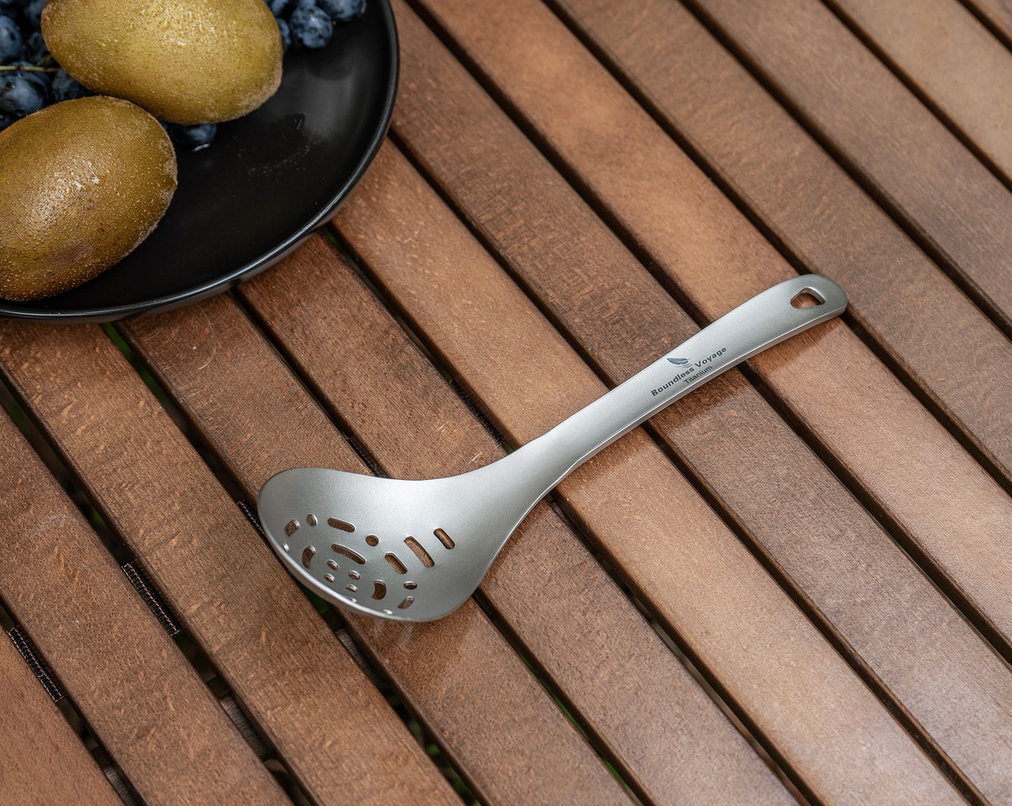 Boundless Voyage Pure titanium soup colander skimmer colander ultralight long handle portable tableware cooking fried food filter kitchen tools
