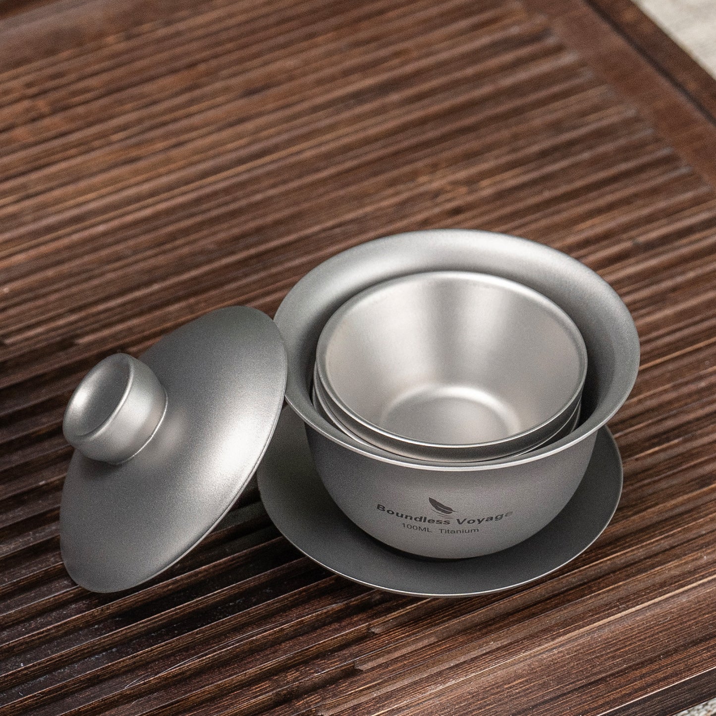 Boundless Voyage Titanium Double-Walled Teapot Chinese Traditional Three-talent Covered Bowl Triad Lid Bowl Kung Fu Gaiwan Anti-Scalding Tea Bowl Tea Set