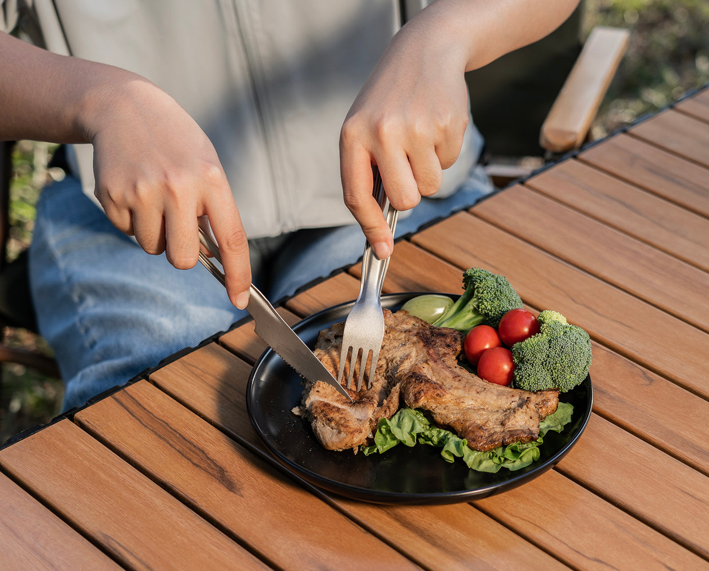 Boundless Voyage Titanium Knife Spoon Fork Chopsticks Set Outdoor Camping Ultralight Cutlery for Soup Meal Portable Tableware