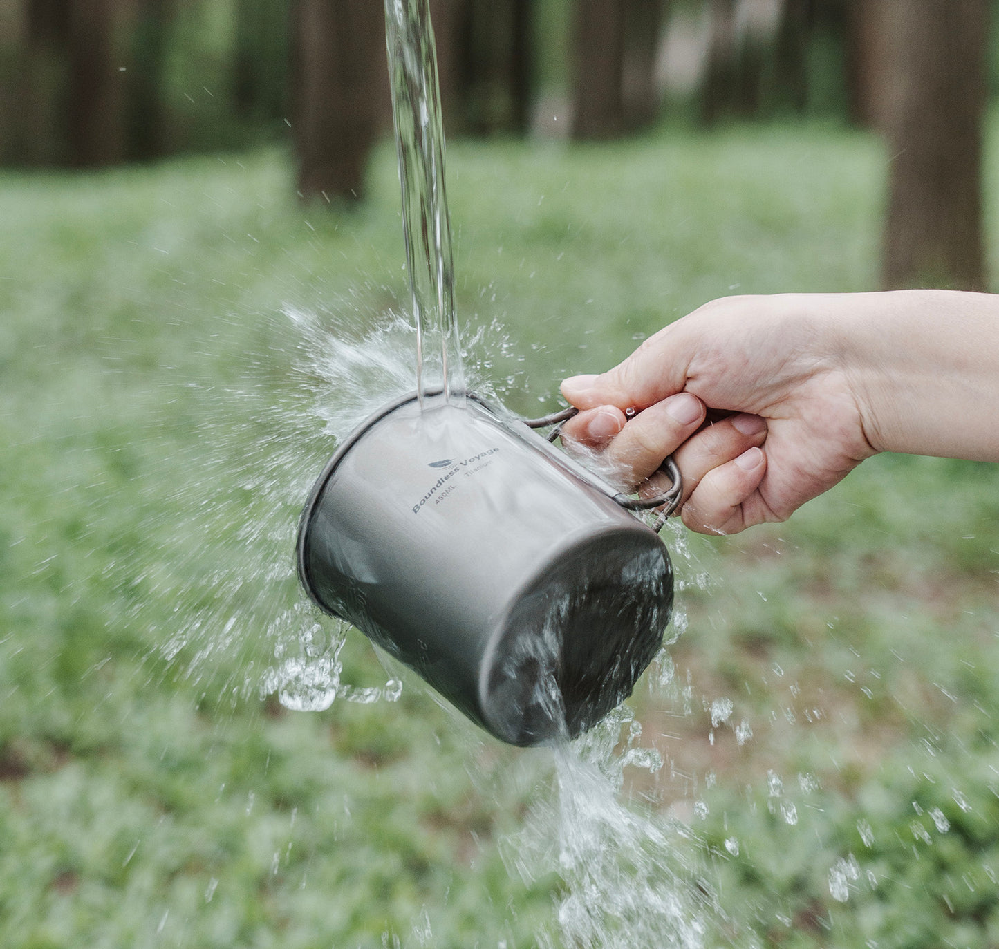 Unlimited Voyage 300ml Titanium Alloy Cup with Lid and Folding Handle for Outdoor Camping Ultra-Light Water Tea and Coffee Cup