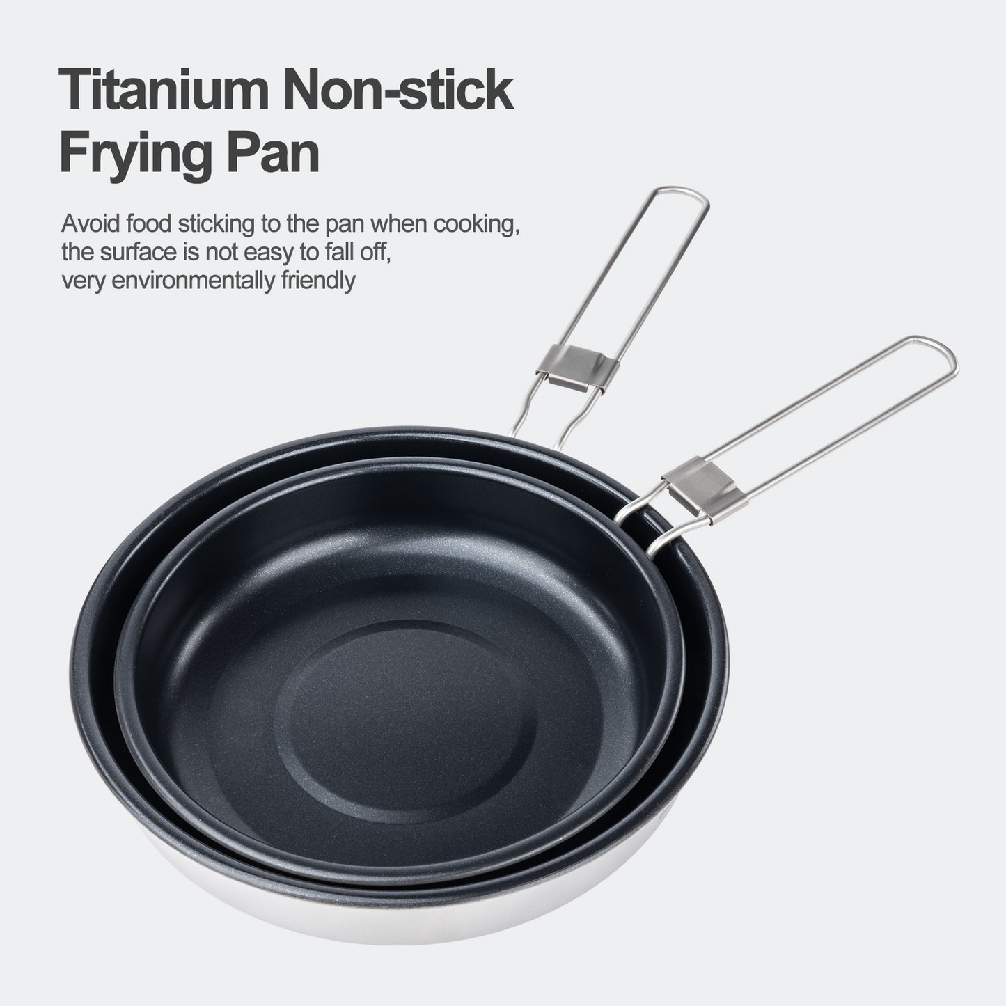Boundless Voyage Titanium Non-stick Frying Pan Outdoor Camping Skillet with Folding Handle Lightweight Cookware