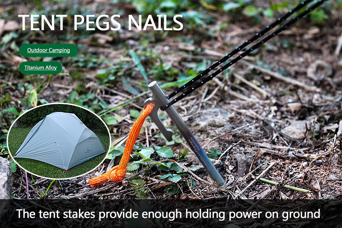 Titanium Tent Pegs | Ultra-Durable, Lightweight & Rust-Resistant for Secure Grounding on Outdoor Adventures