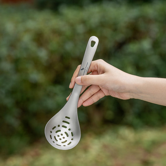 Boundless Voyage Pure titanium soup colander skimmer colander ultralight long handle portable tableware cooking fried food filter kitchen tools