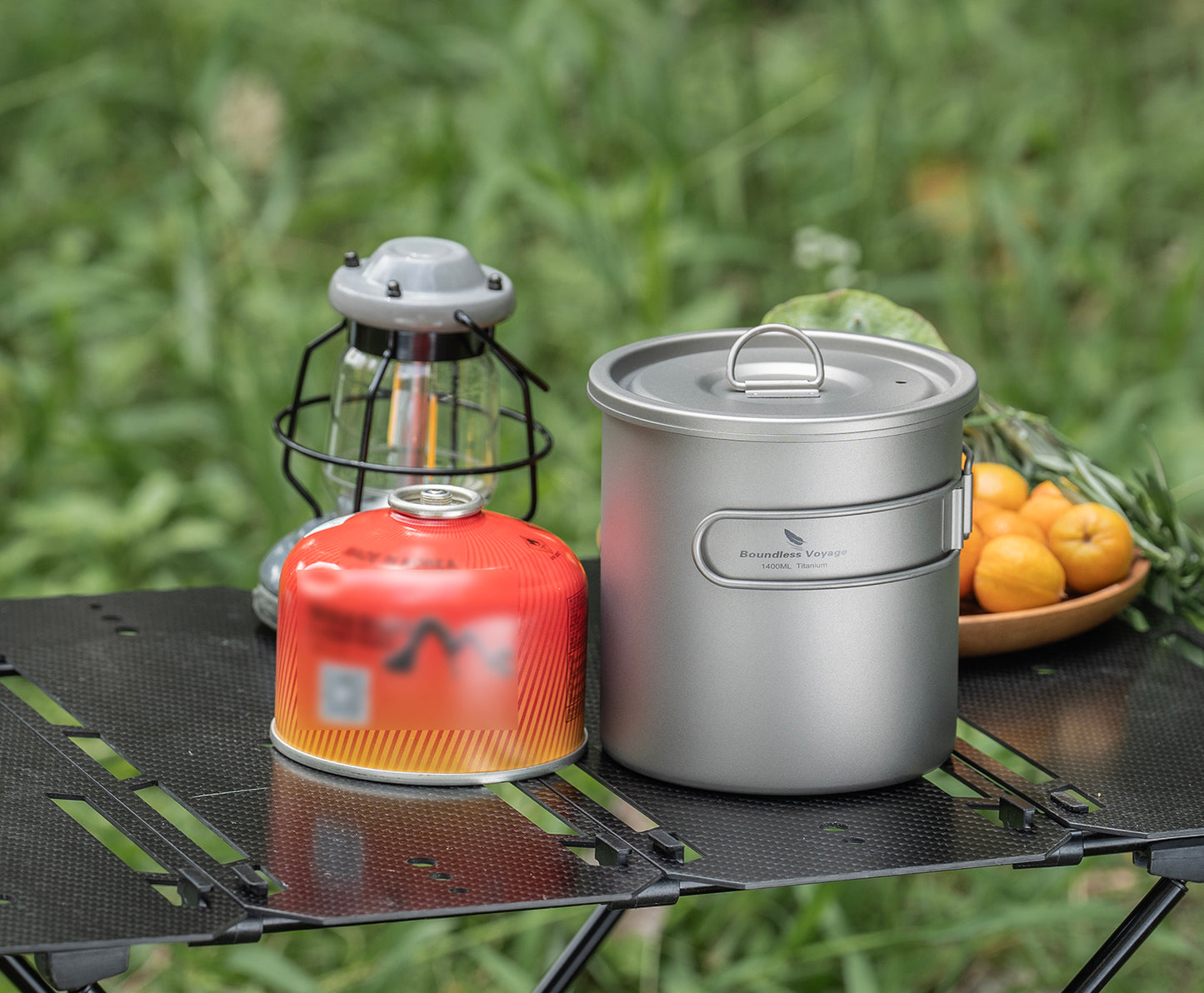 Boundless Voyage Titanium Camping Pot 1400ml Ultralight Backpacking Cookware with Folding Handle & Lid for Backpackers, Hikers & Outdoor Enthusiasts