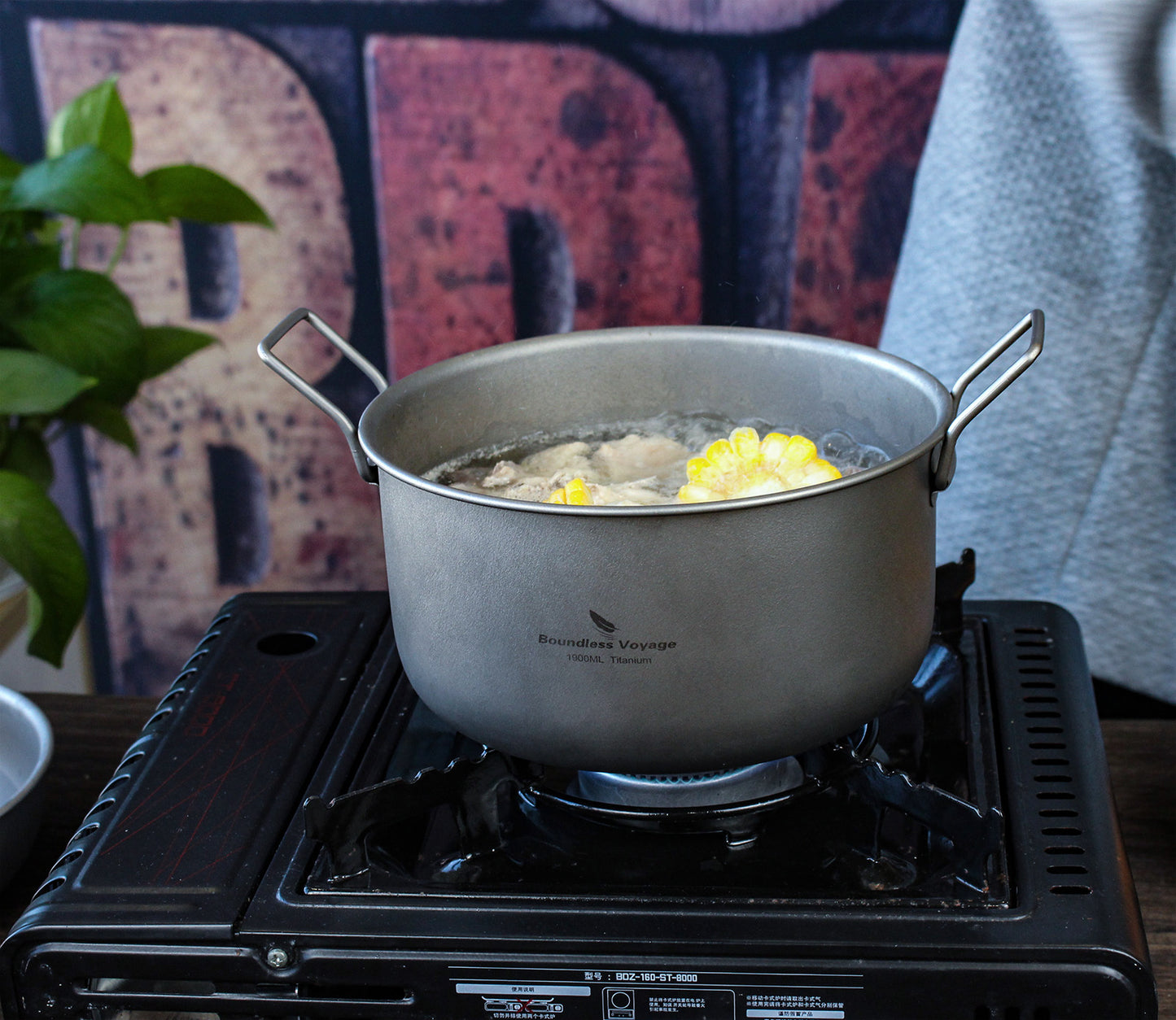 Boundless Voyage Multifunctional Titanium Steamer Soup Pot Frying Pan Set with Lid Outdoor Camping Wok Tea Tray Saucepan Mess Kit