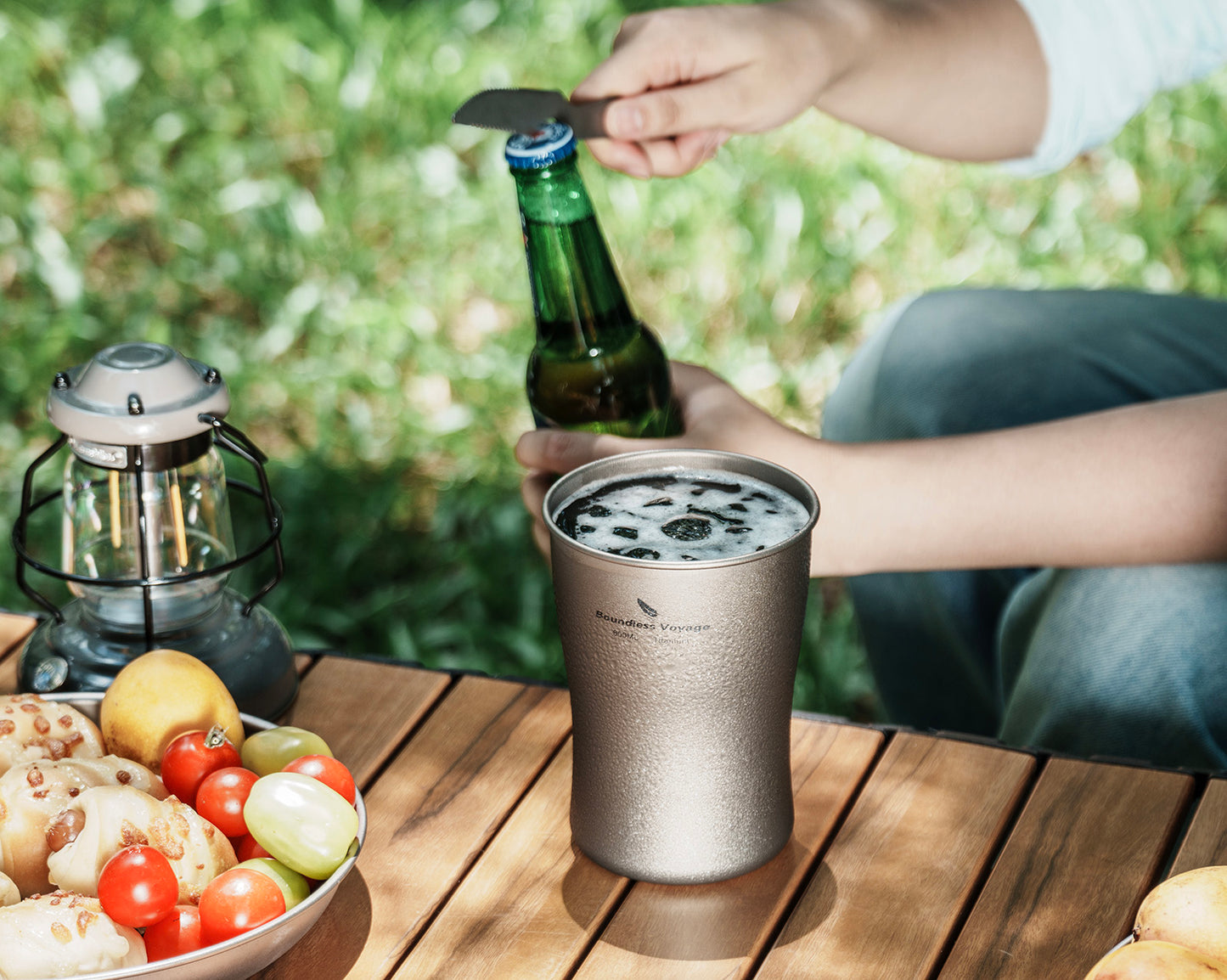 Boundless Voyage Titanium Beer Mugs Ultralight Coffee Tea Juicy Cups for Outdoor Camping Picnic 240ml 380ml 600ml