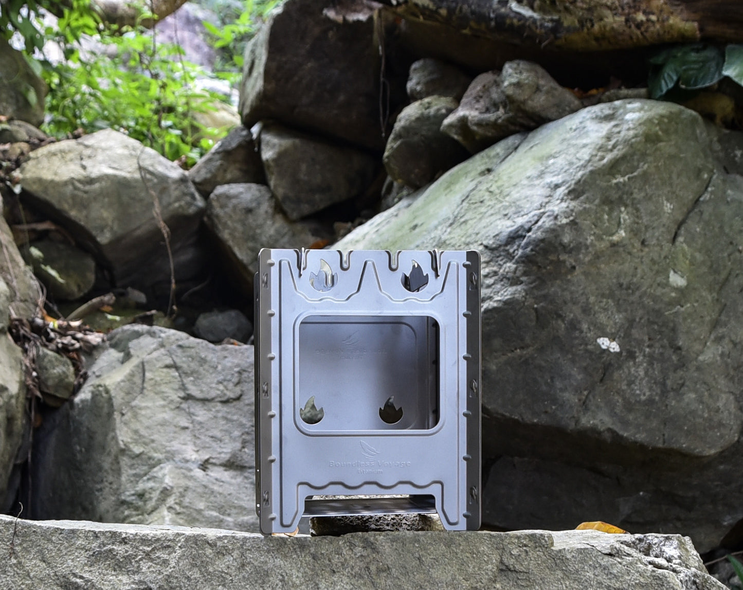 Boundless Voyage Outdoor Camping Titanium Removable Wood Stove With Pot Holder Portable Ultralight Thickened Charcoal Burner