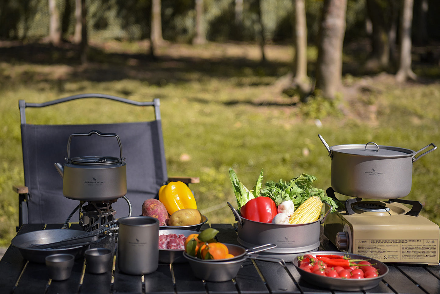 Boundless Voyage Titanium Pot with Steamer 2.2L +1.8L – Ultralight Multifunctional Camping Cookware with Steamer & Lid, TA1 Titanium Outdoor Cooking Kit for Camping, Hiking & Travel