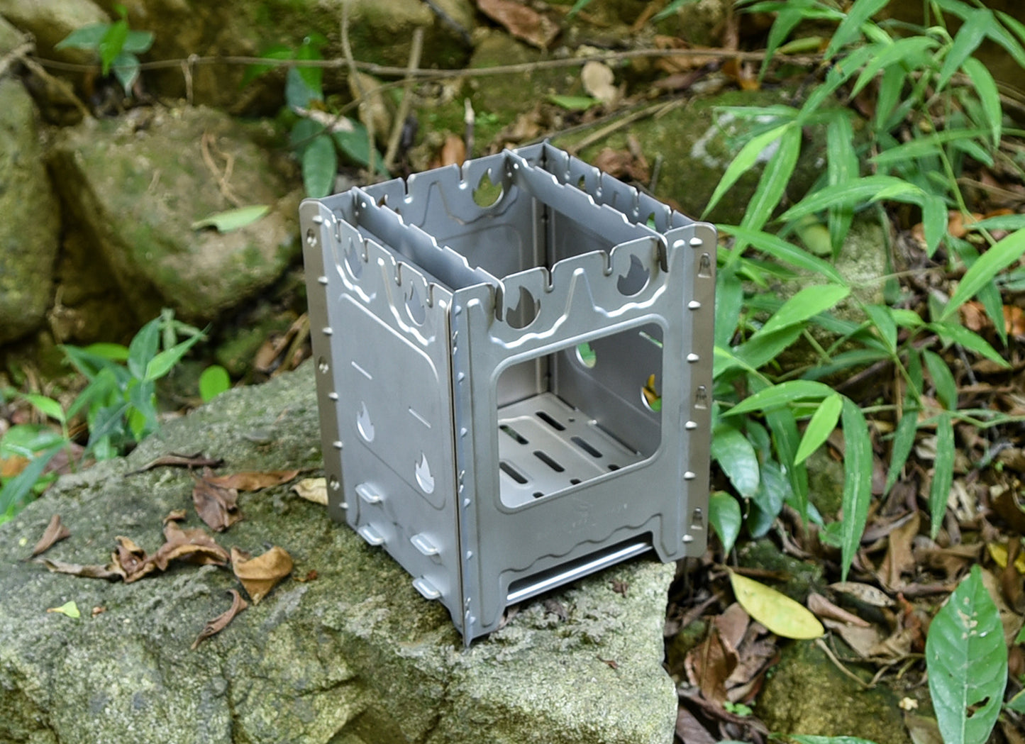 Boundless Voyage Outdoor Camping Titanium Removable Wood Stove With Pot Holder Portable Ultralight Thickened Charcoal Burner