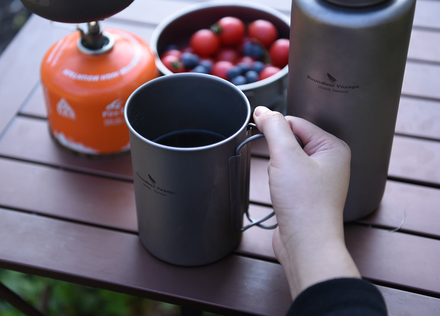 Boundless Voyage Titanium Bottle with Nesting Cup Lightweight Portable for Hiking Camping Picnic