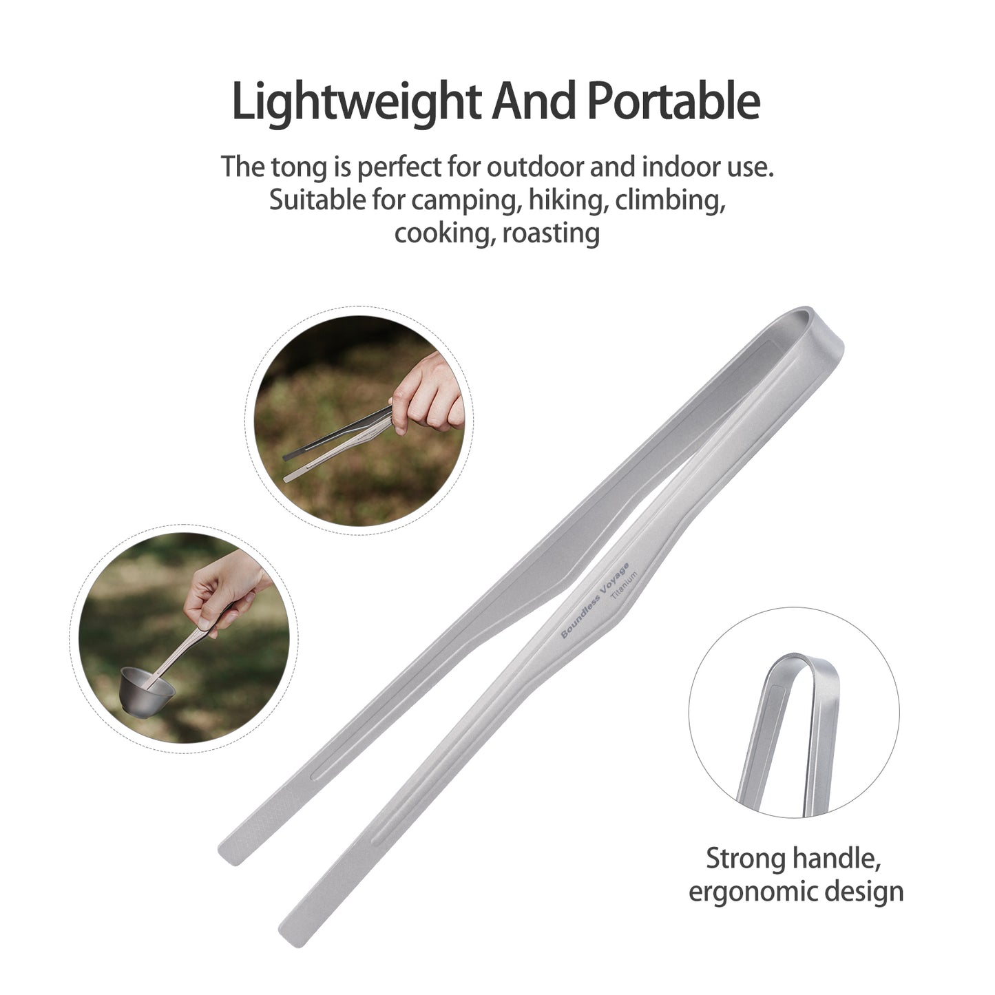 Boundless Voyage 10 inch Titanium Ultralight Grill BBQ Tongs Multipurpose Tweezers for Kitchen Food Tongs Buffet Salad Steak Clip Grill Accessories Anti-scalding
