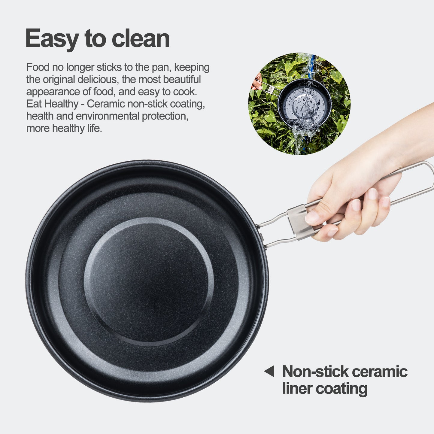 Boundless Voyage Titanium Non-stick Frying Pan Outdoor Camping Skillet with Folding Handle Lightweight Cookware