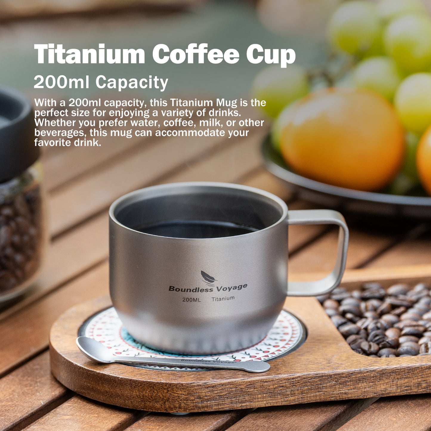 iBasingo 200ml Titanium Double Wall Mug Metal Coffee Tea Cup Mini Espresso Cup Outdoor Camping Travel Ultralight Durable Portable Drinkware