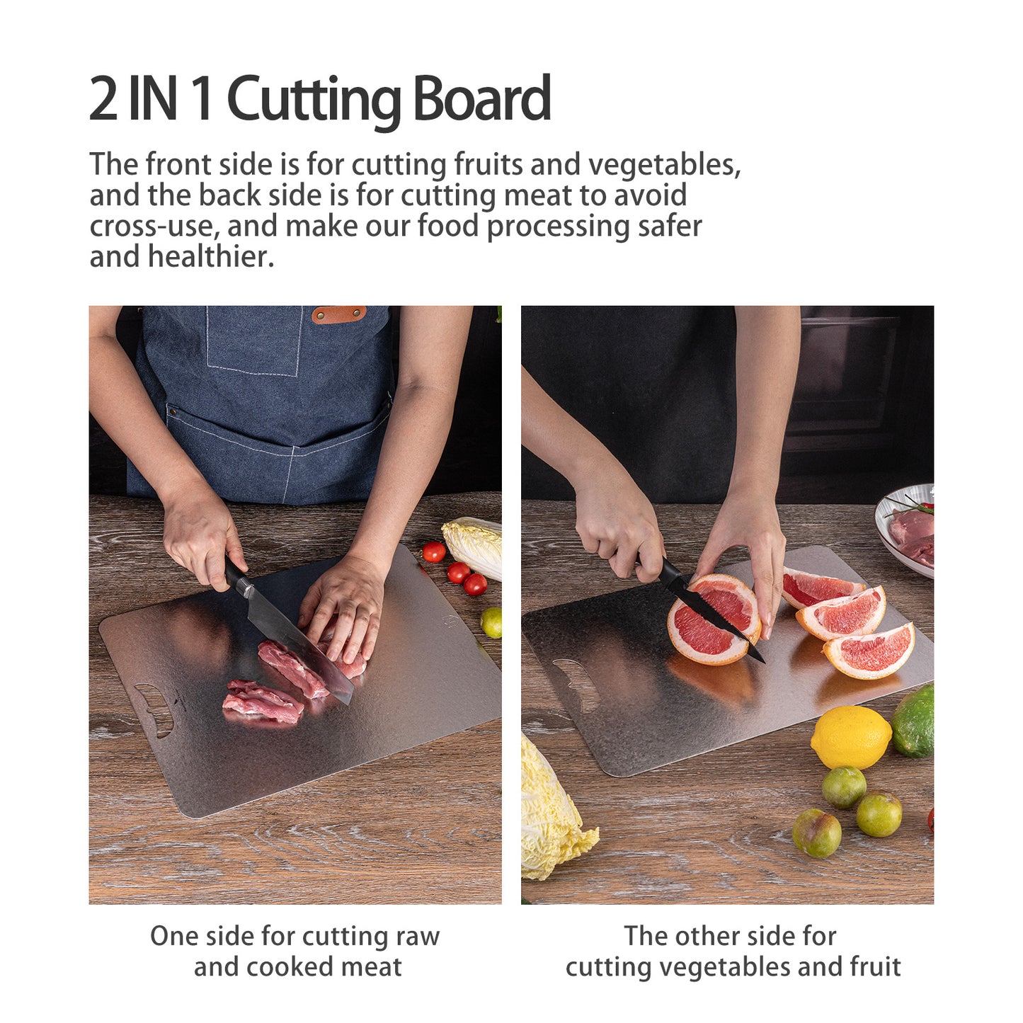 Boundless Voyage Titanium Chopping Board Lightweight Multifunctional Cutting Board with Hanging Hole Camping Fruits Vegetable Meat Metal Chopping Block Cutting Board for Kitchen Home Outdoor