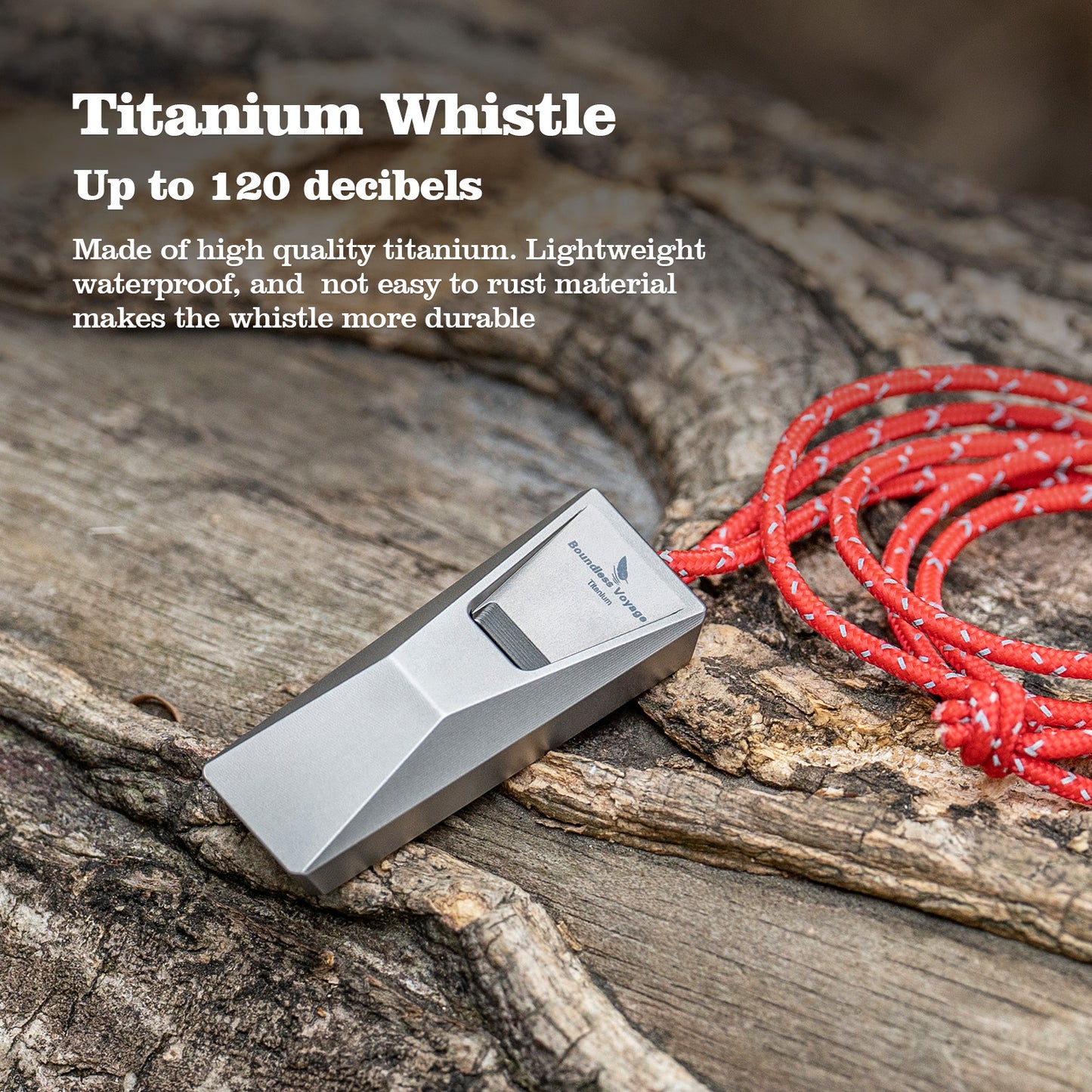 Boundless Voyage Titanium Whistle Emergency Survival Safety Whistles with Lanyard Loud for Outdoor Camping Hiking Coaches Training Sports Keychain Whistle