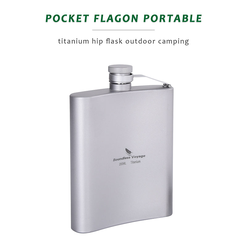 Titanium Hip Flask Outdoor Camping Pocket Flagon Portable Drink Bottle Whiskey Flask 7 oz / 200ml