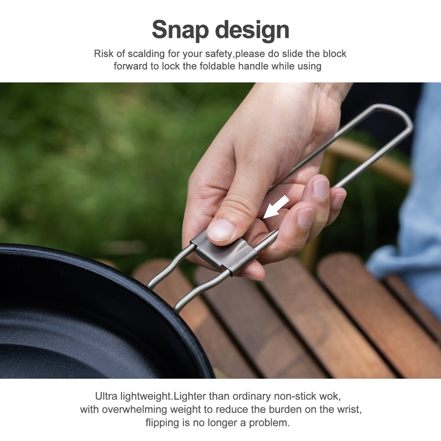 Boundless Voyage Titanium Non-stick Frying Pan Outdoor Camping Skillet with Folding Handle Lightweight Cookware